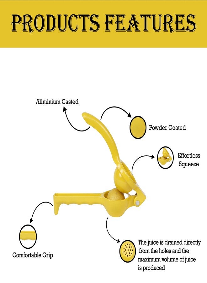 إيلان عصارة عصير الليمون والليمون الحامض المصنوعة من الألومنيوم من إيلان | عصارة حمضيات يدوية | عصارة عصير | كسارّة ليمون | عصارة ليمون حامض (أصفر) - Image 4